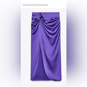 Zara purple satin ruched long wrap shirt XS